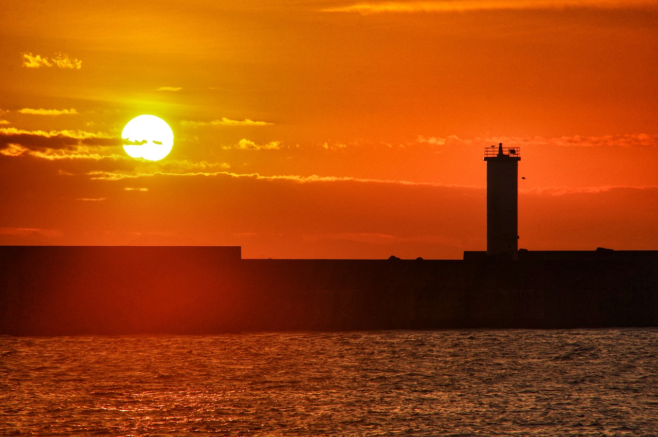 sunrise lighthouse port free photo