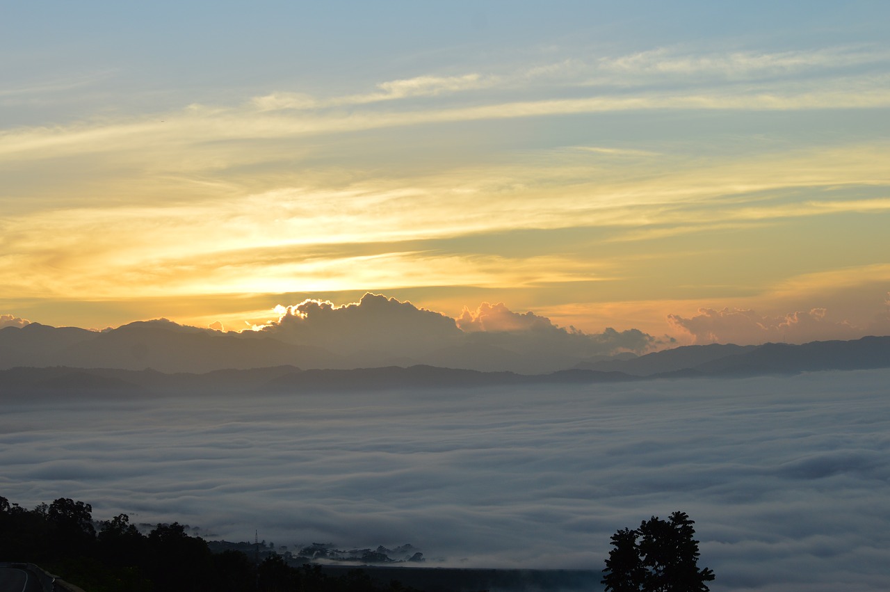 sunrise fog morning free photo