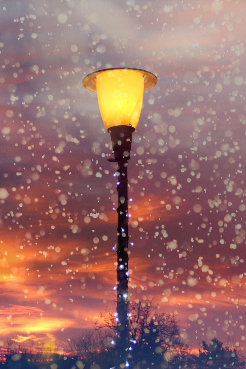 sunrise lantern snow free photo