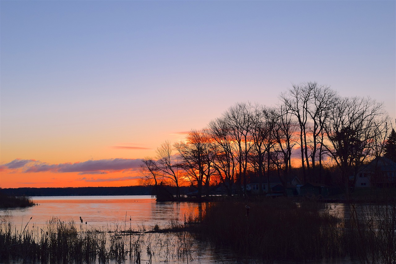 sunrise lake water free photo