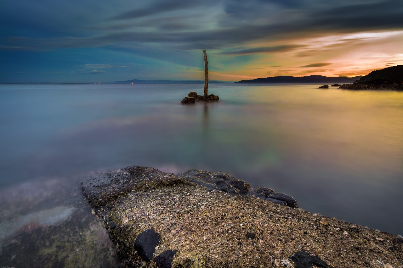 sunrise sea rock free photo