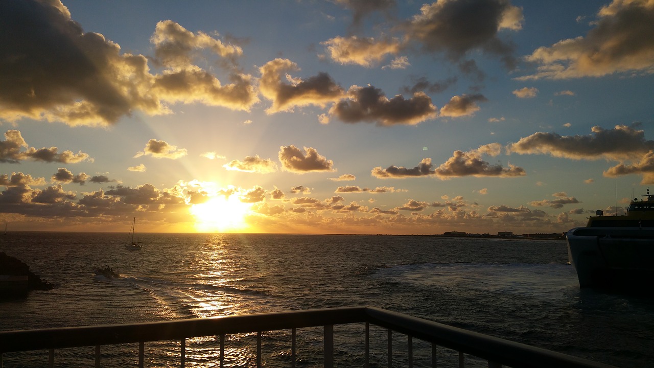 sunrise ferry canary islands free photo