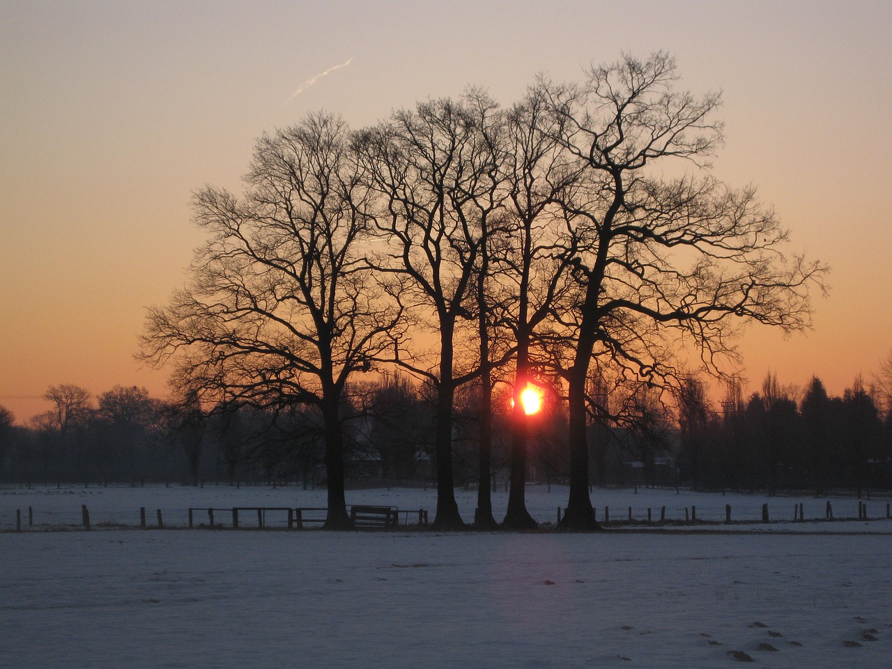 sunrise winter landscape snow free photo