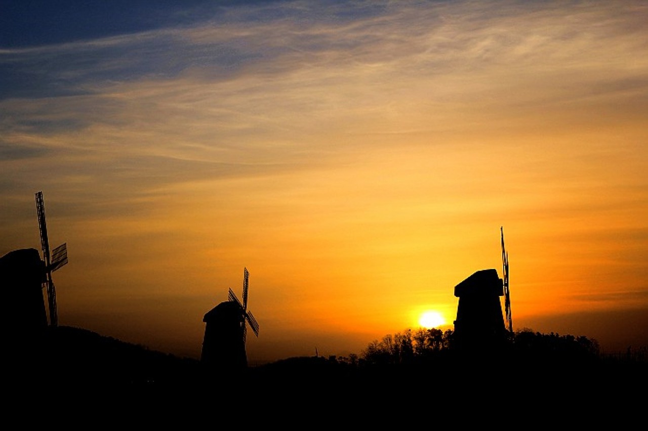 sunrise windmill cloud free photo