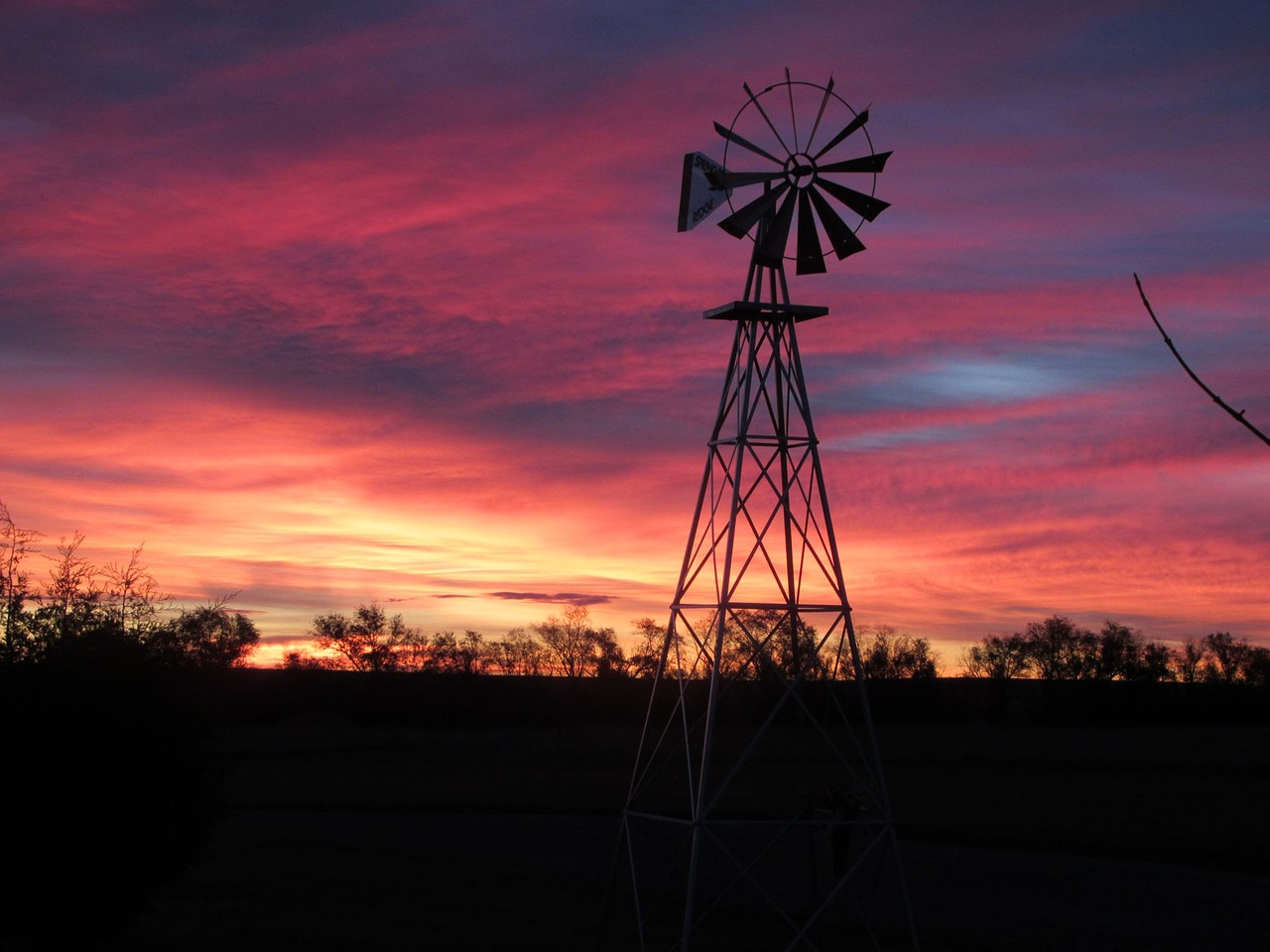 sunrise windmill rural free photo