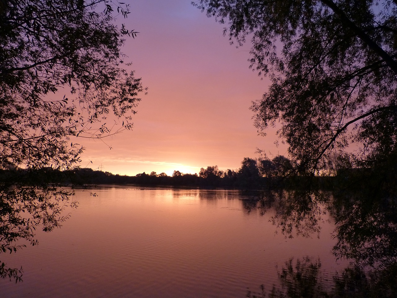 sunrise at the lake morgenrot free photo