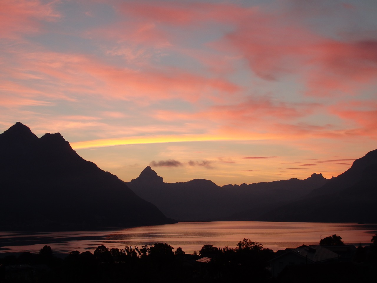 sunrise lake lucerne region switzerland free photo