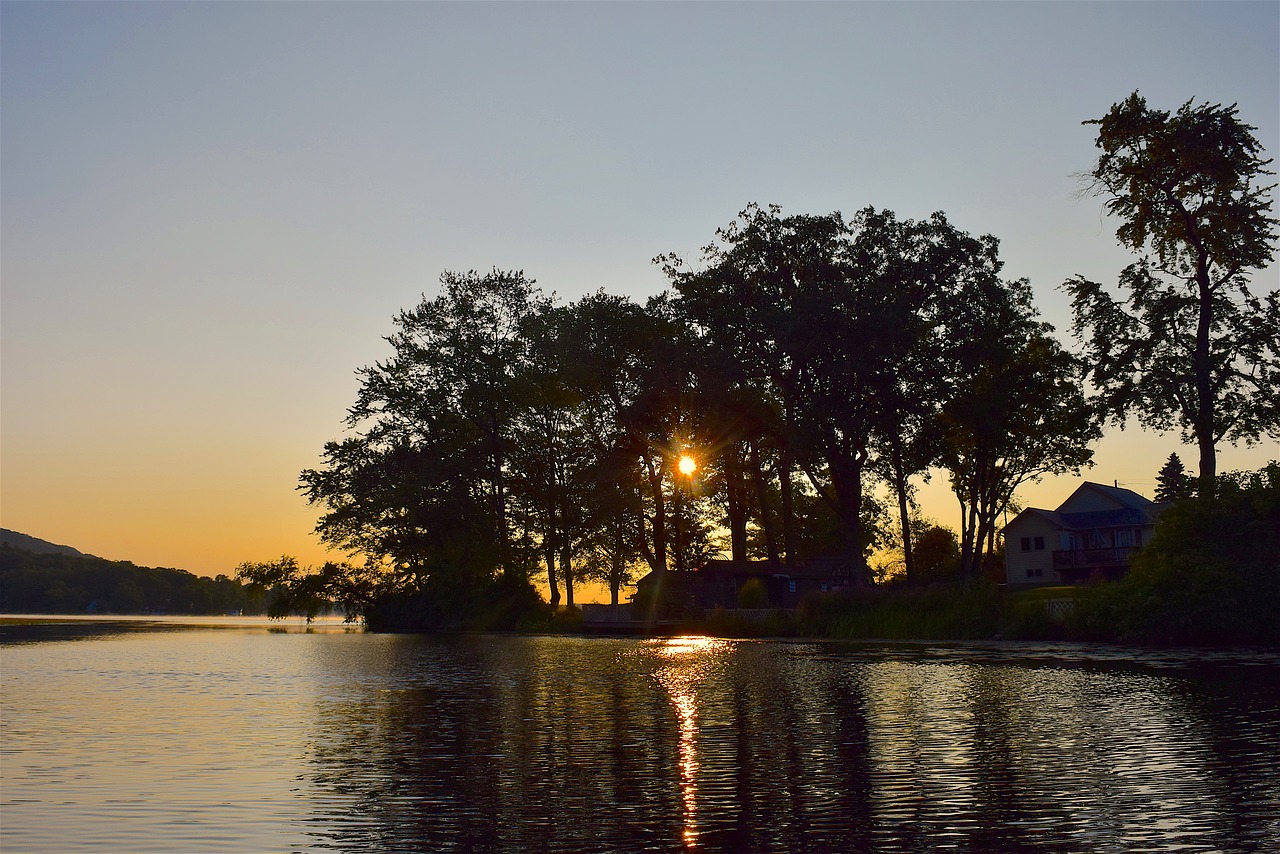 sunrise lake coast free photo