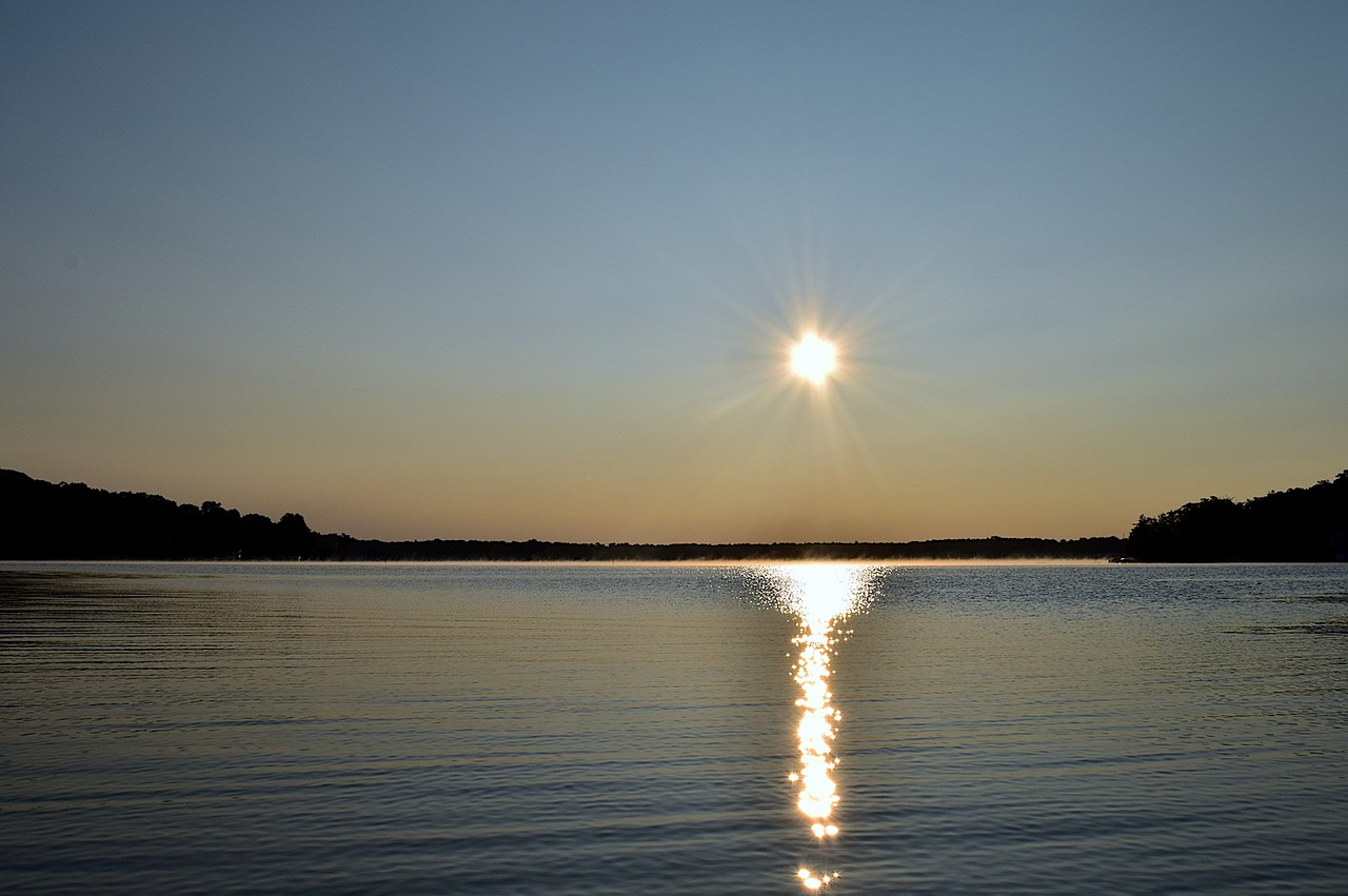 sunrise lake water free photo