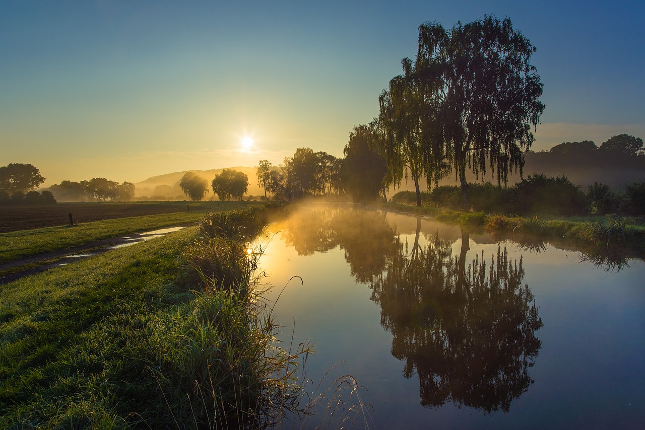 sunrise river water free photo