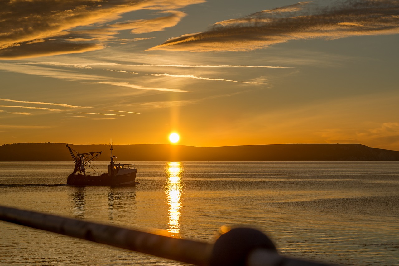 sunrise weymouth trawler free photo