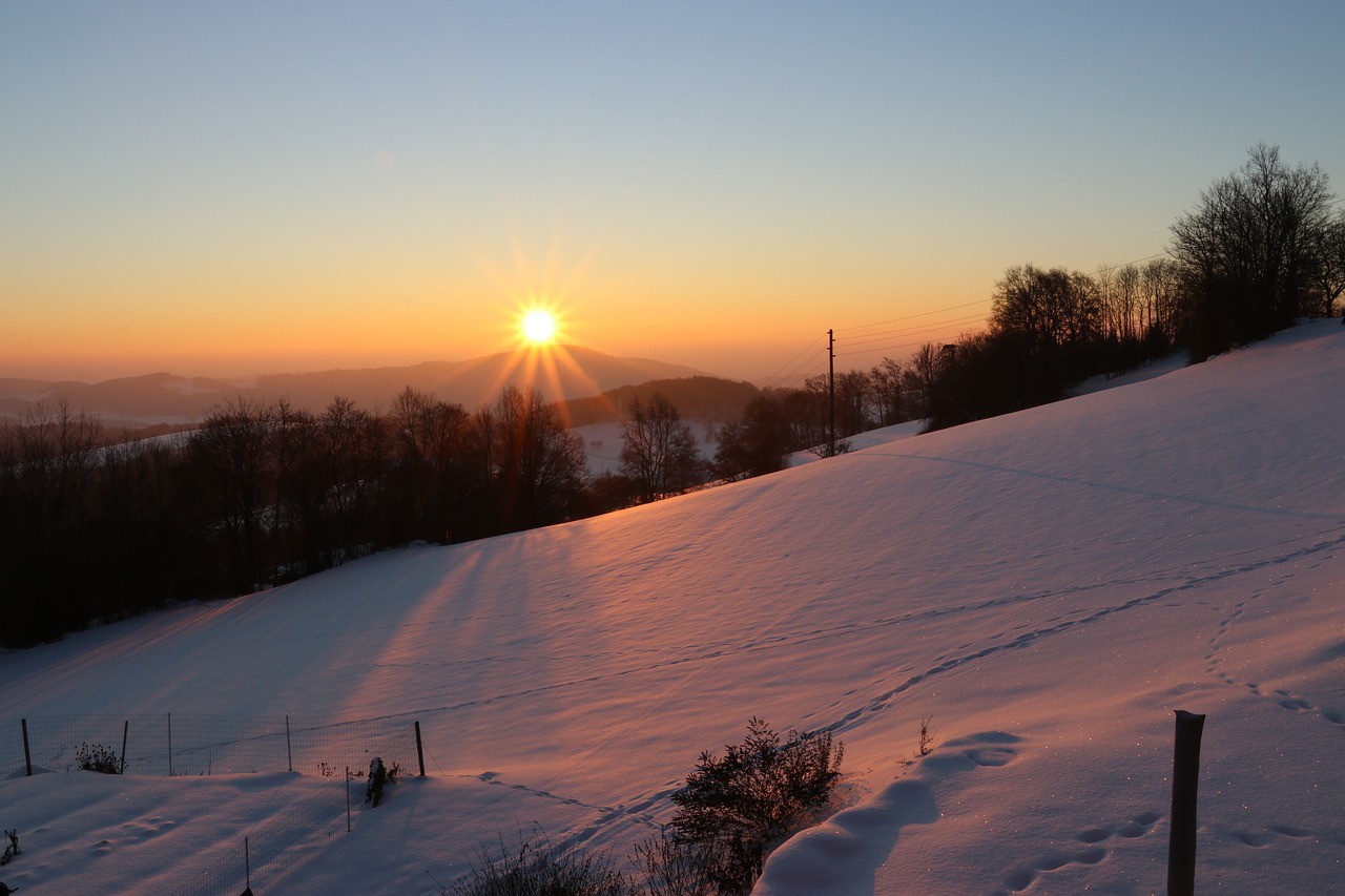 sunrise morning snow free photo