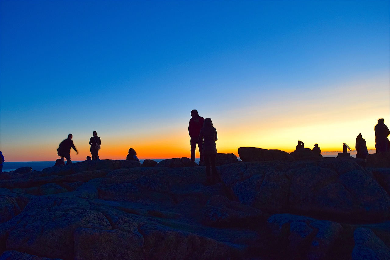 sunrise silhouette people free photo