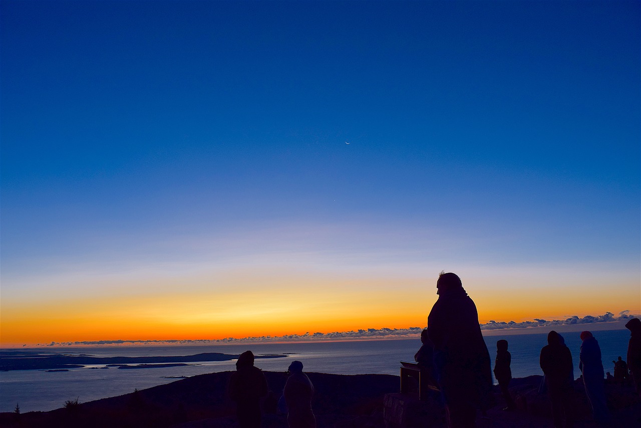 sunrise silhouette people free photo