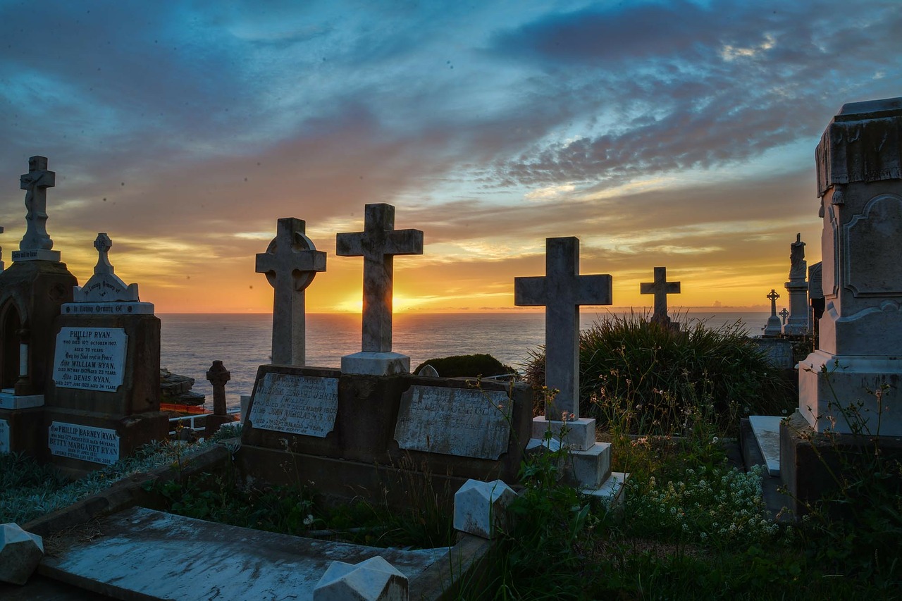 sunrise cemetery cross free photo