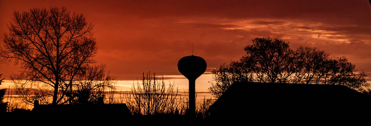 sunrise water tower sky free photo