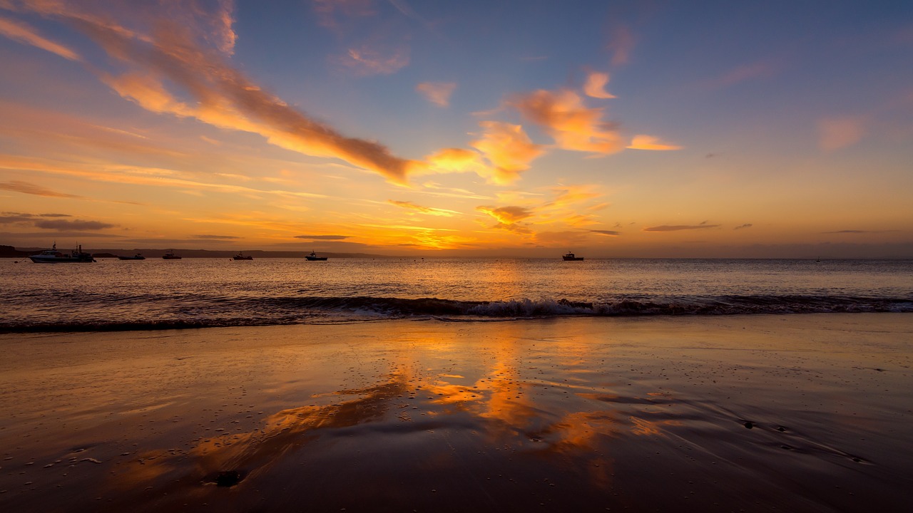 sunrise tenby seascape free photo