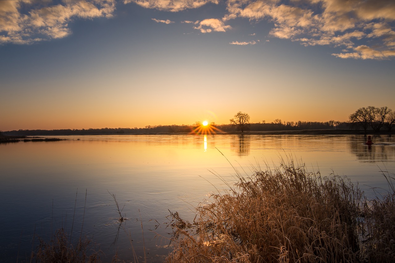 sunrise river mood free photo