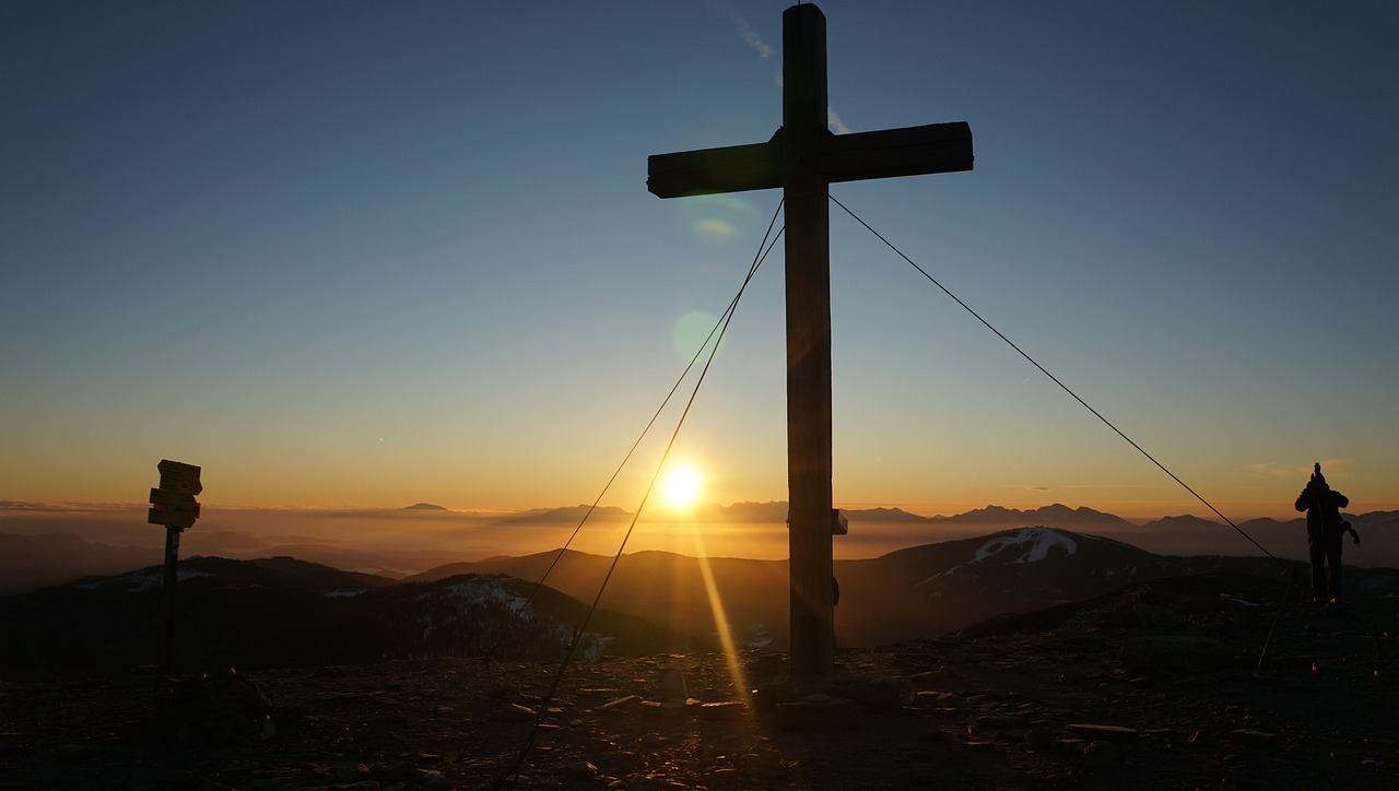 sunrise mountain cross free photo