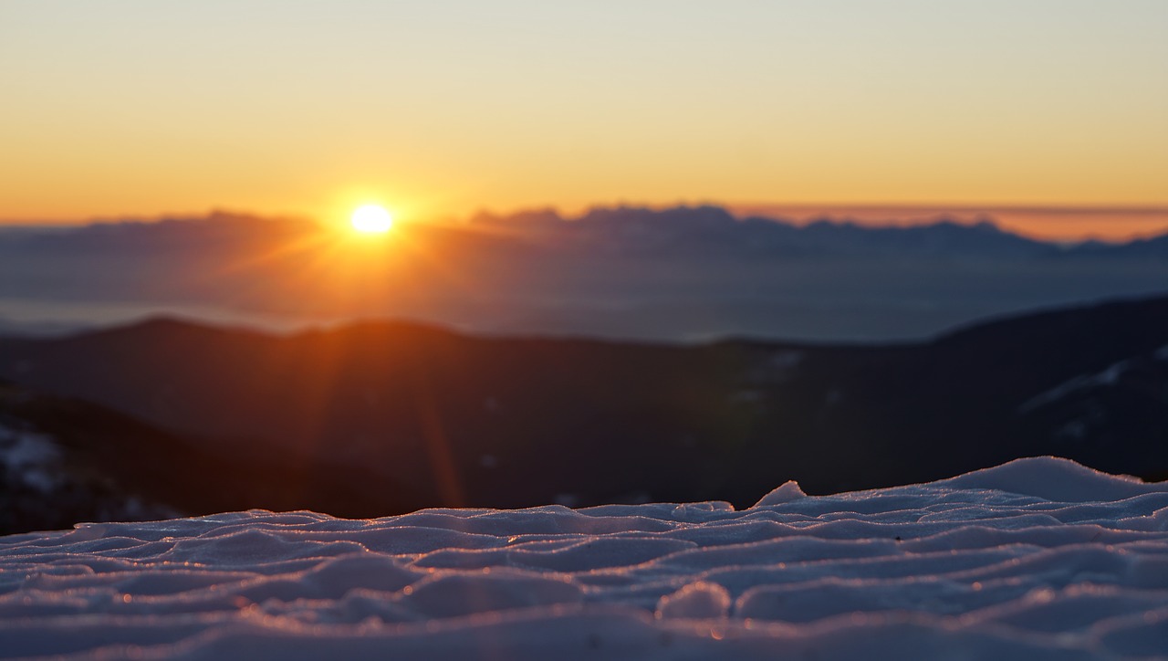 sunrise mountain snow free photo