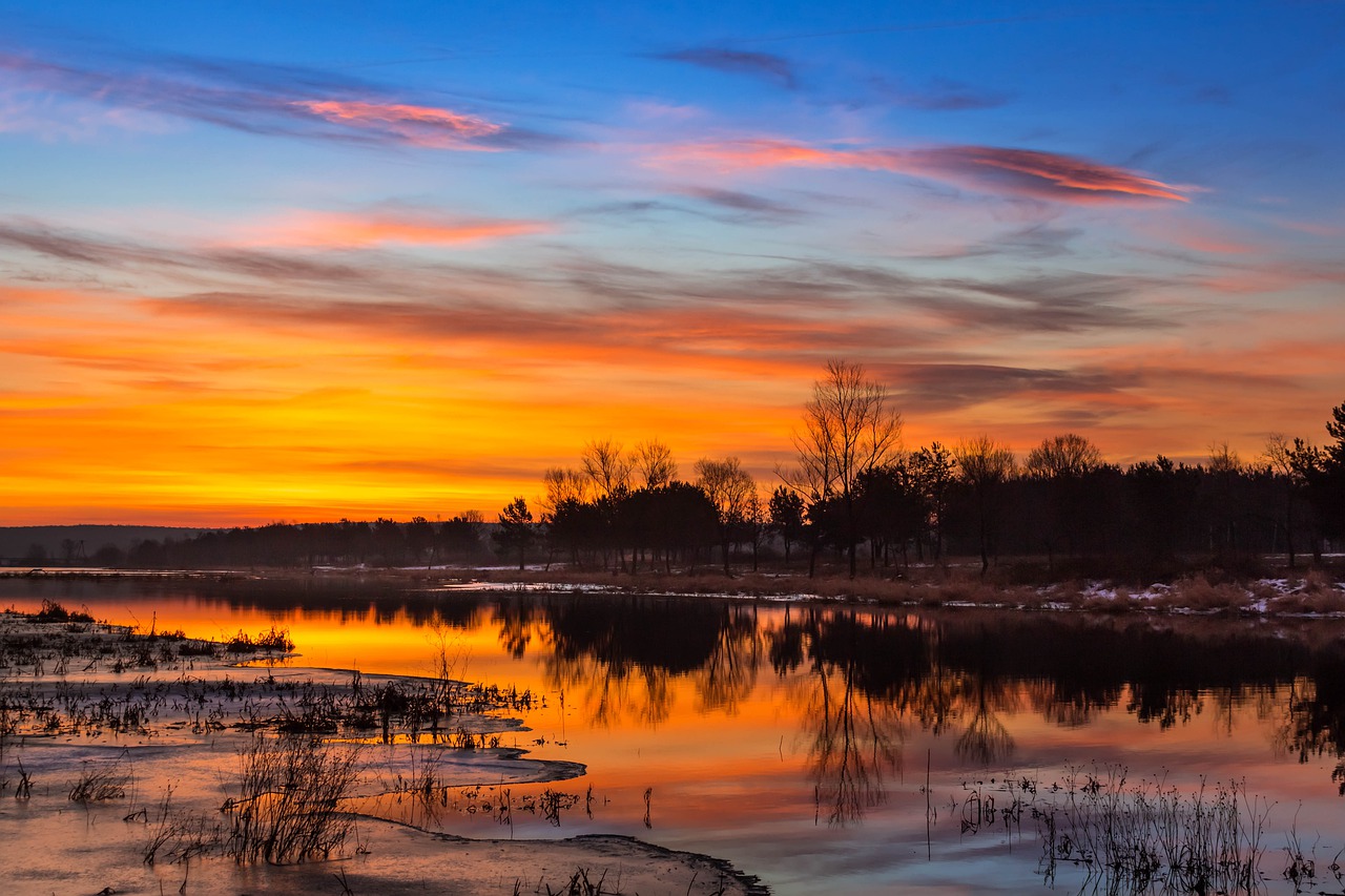 sunrise lake morning dawn free photo