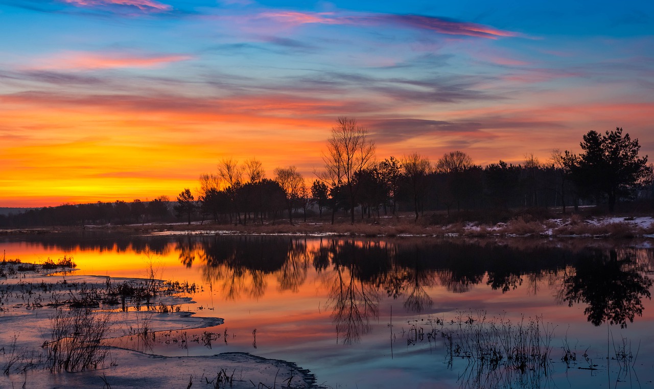 sunrise lake morning free photo