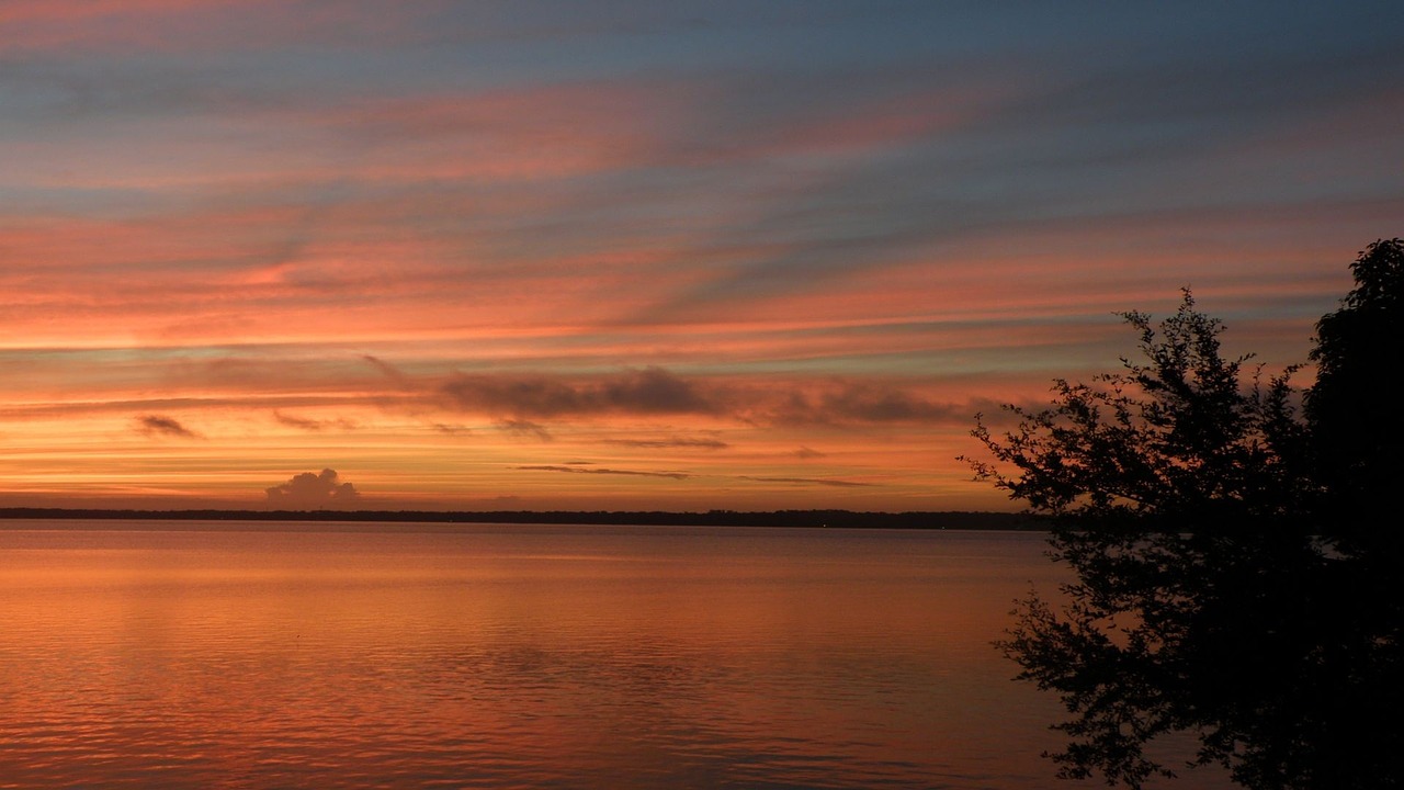 sunrise clouds river free photo