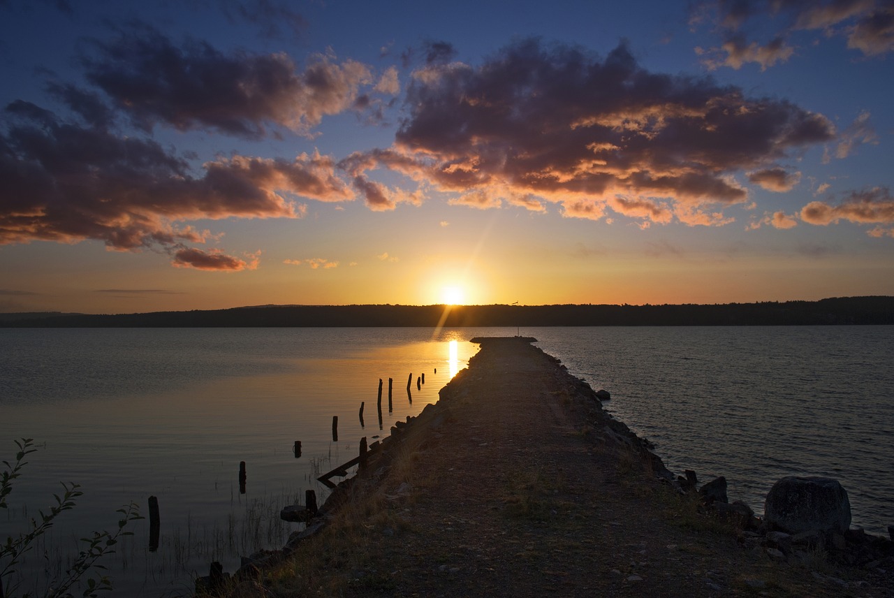 sunrise  bridge  water free photo