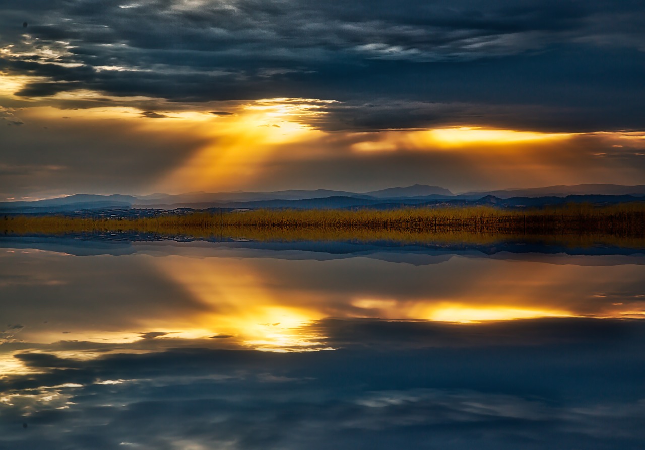 sunrise  reflection  clouds free photo