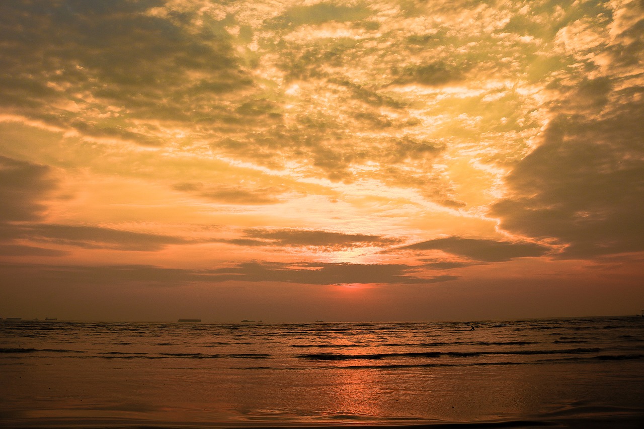 sunrise  orange  sea free photo
