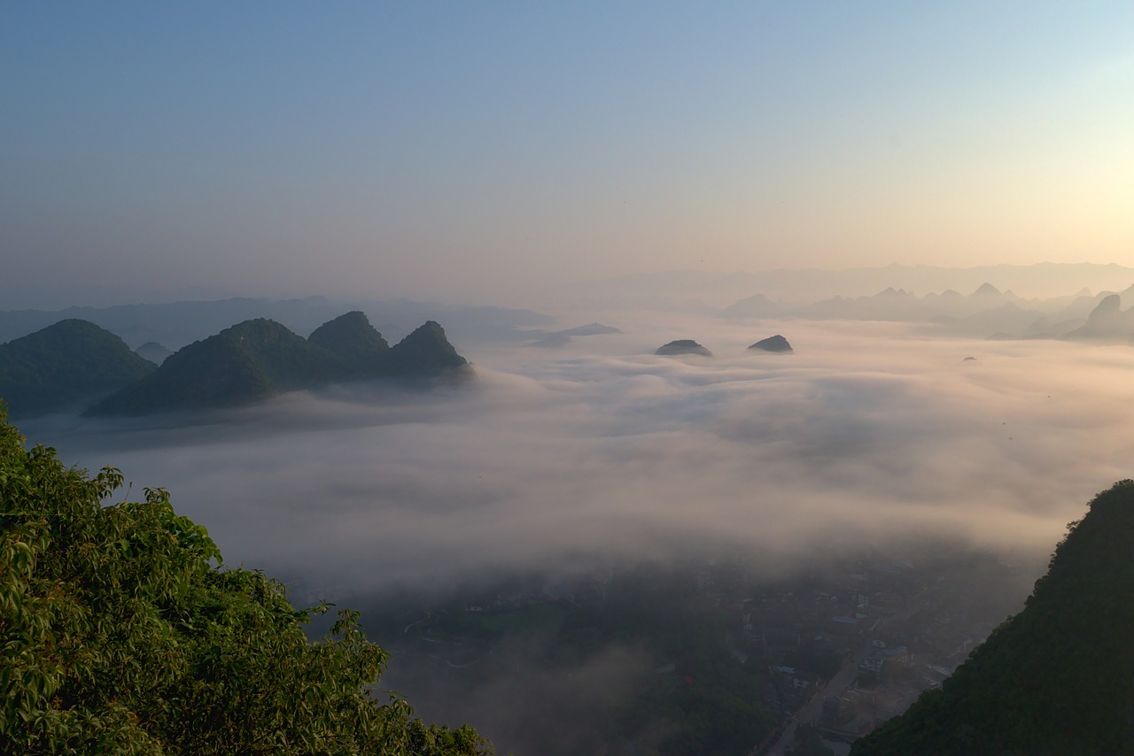 sunrise  yangshuo  china free photo