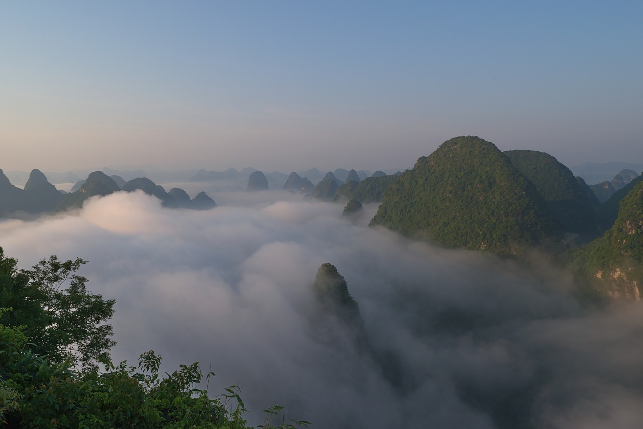 sunrise  yangshuo  china free photo