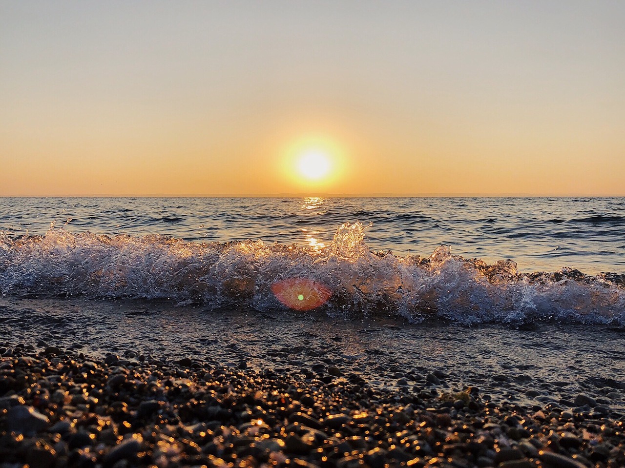 sunrise  lake  waves free photo