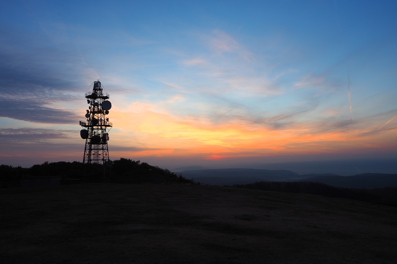sunrise  transmission tower  morning free photo