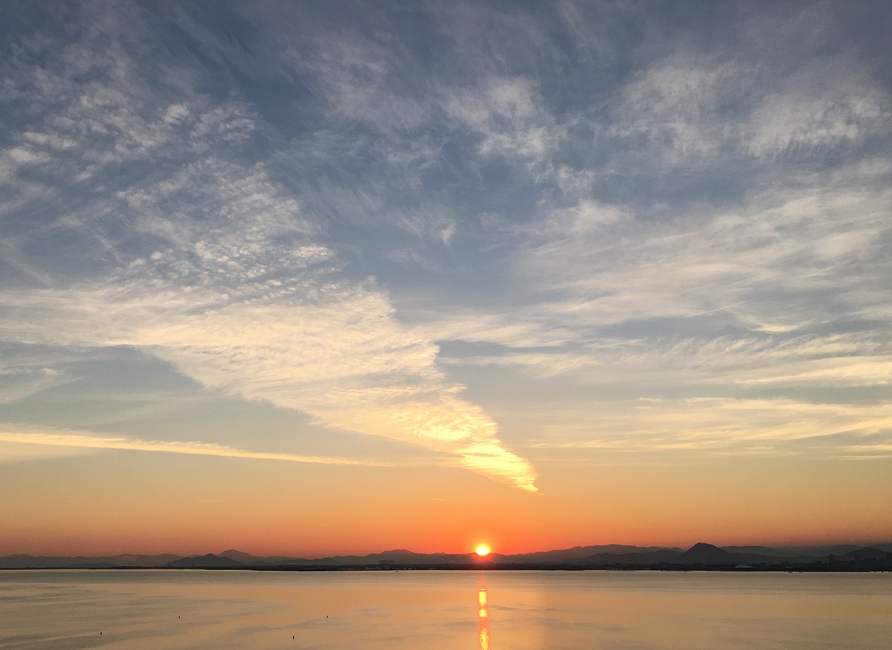 sunrise  lake biwa  japan free photo