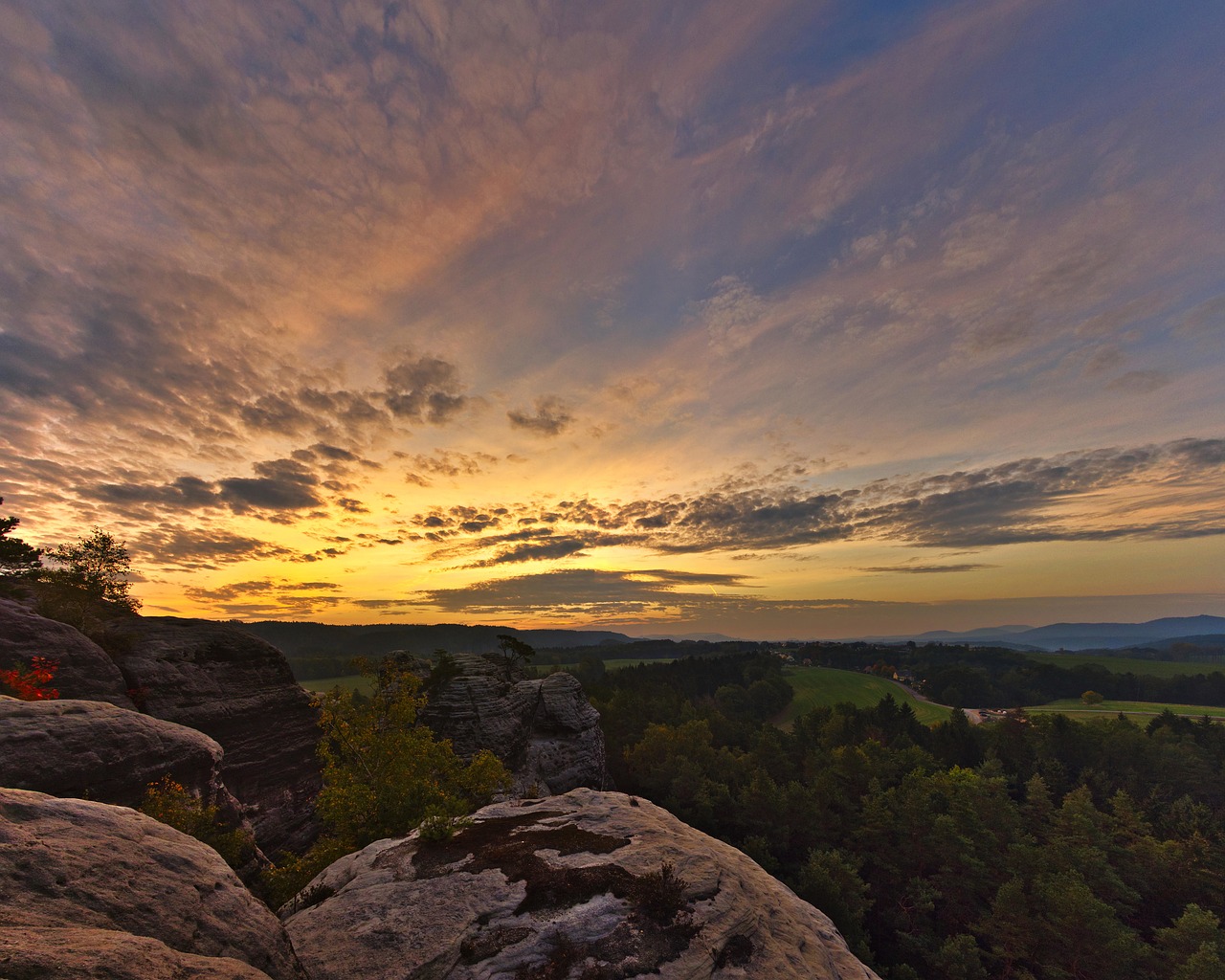 sunrise  landscape  saxon switzerland free photo