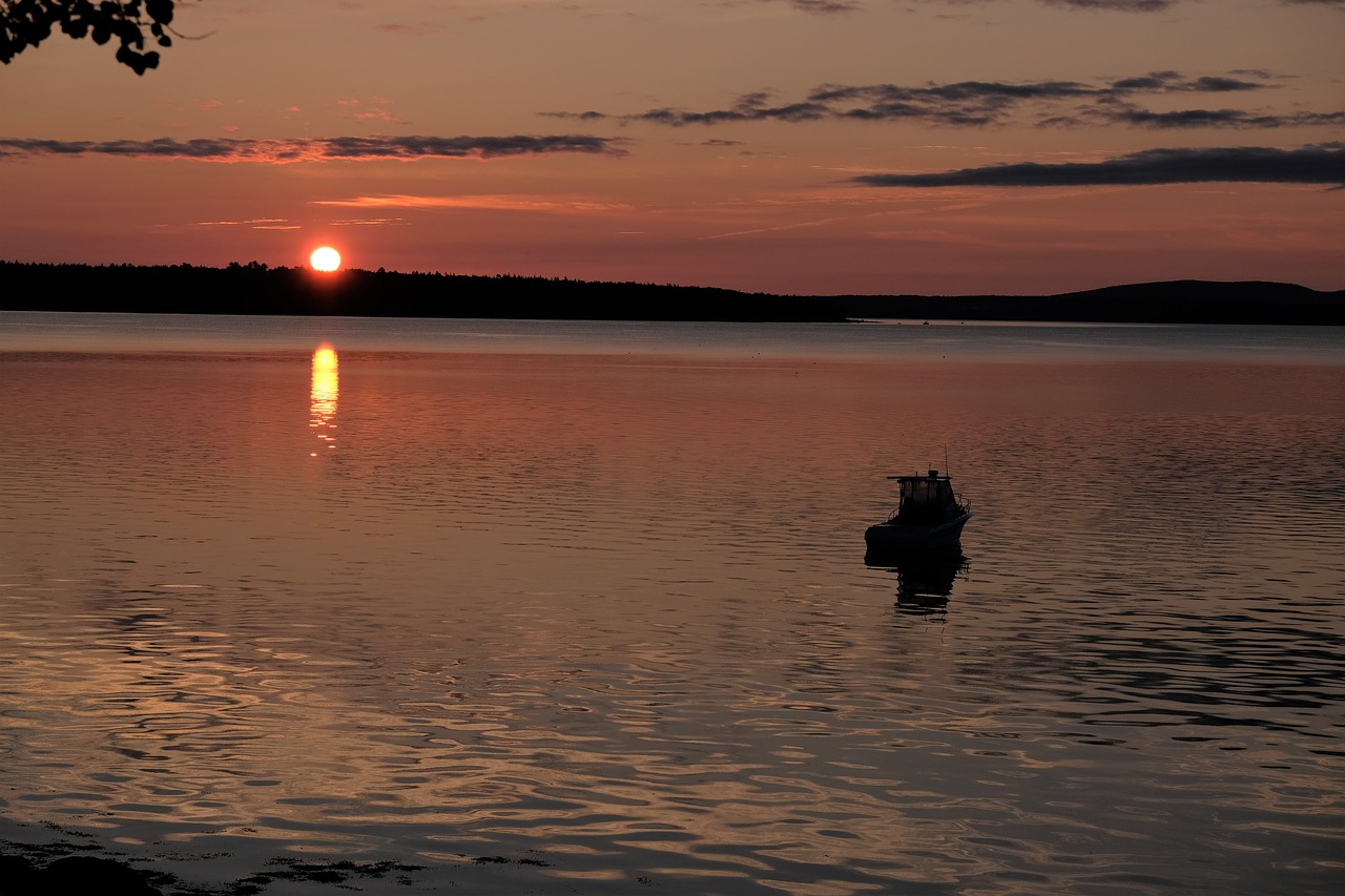 sunrise  maine  boat free photo