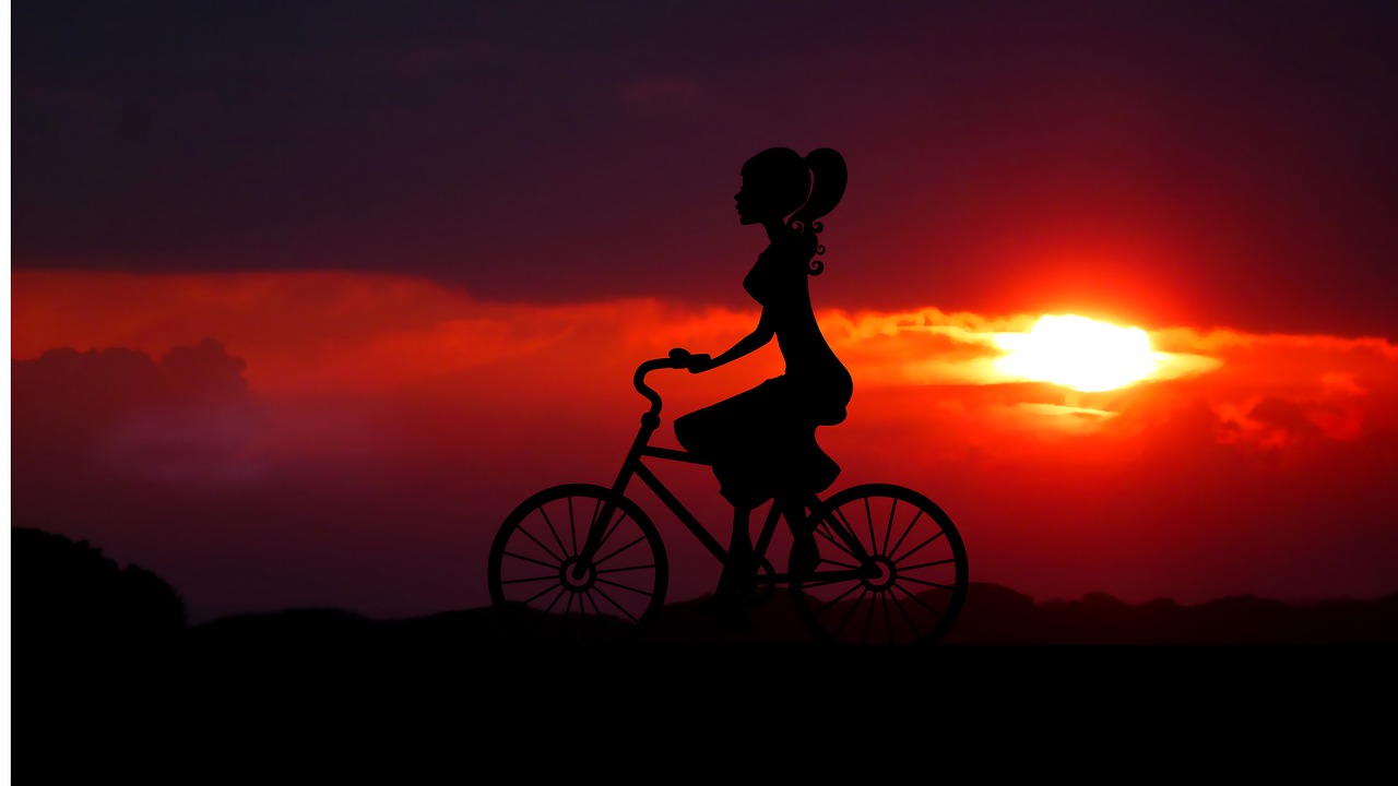 sunrise  silhouette  bike free photo