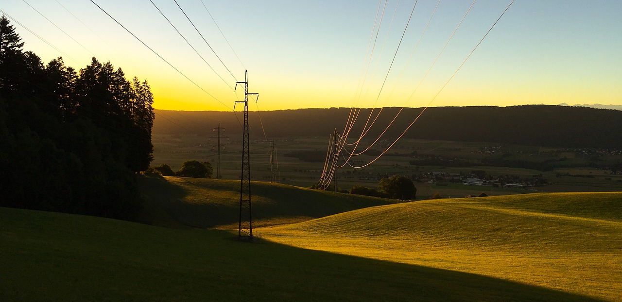 sunrise  contrast  electric wires free photo
