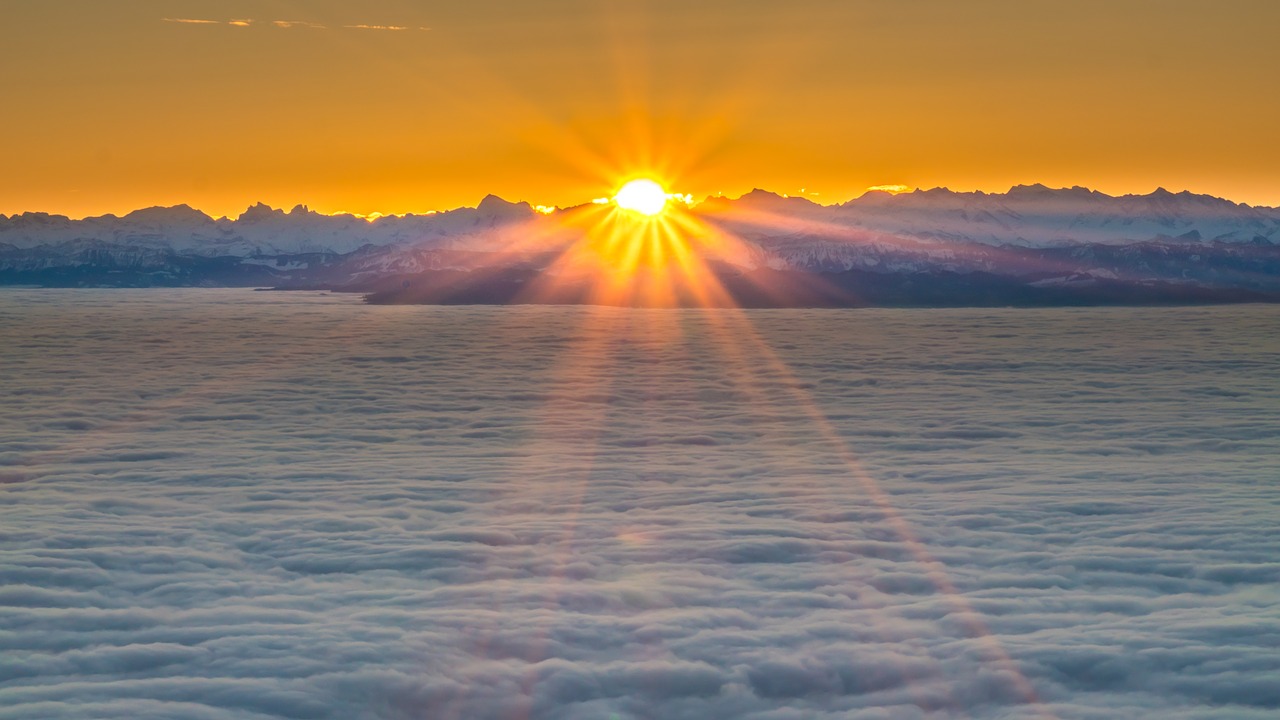 sunrise  sea of fog  alpine free photo
