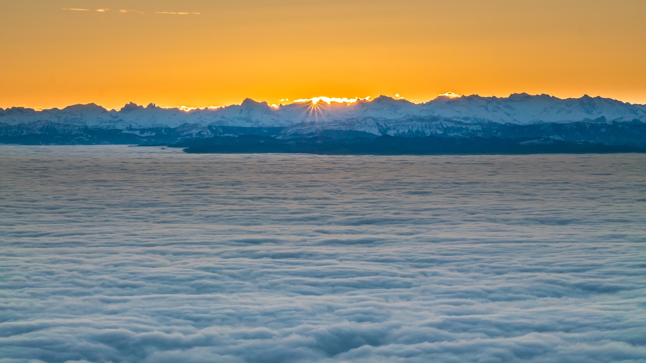 sunrise  sea of fog  alpine free photo