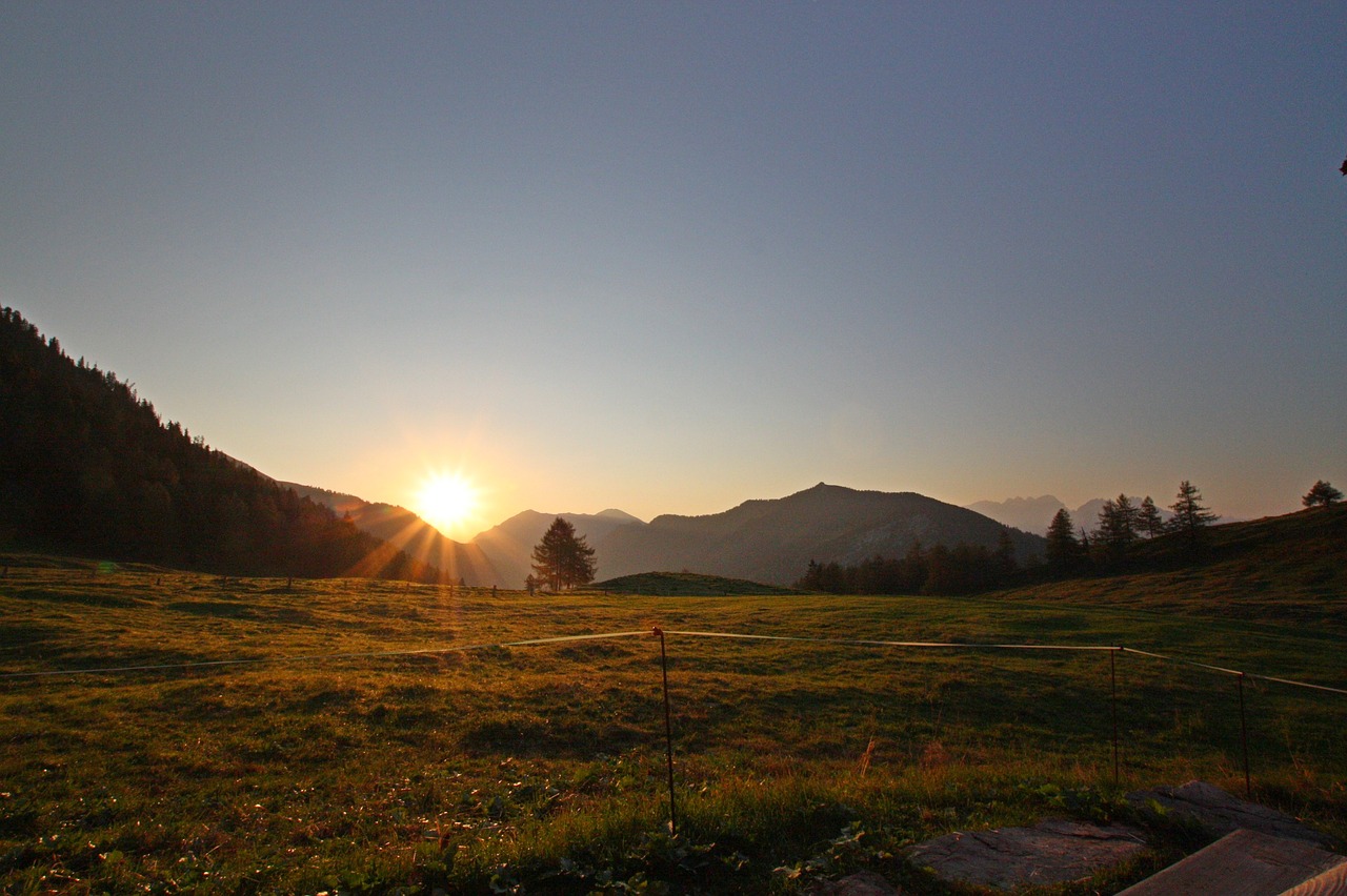 sunrise  alm  mountains free photo