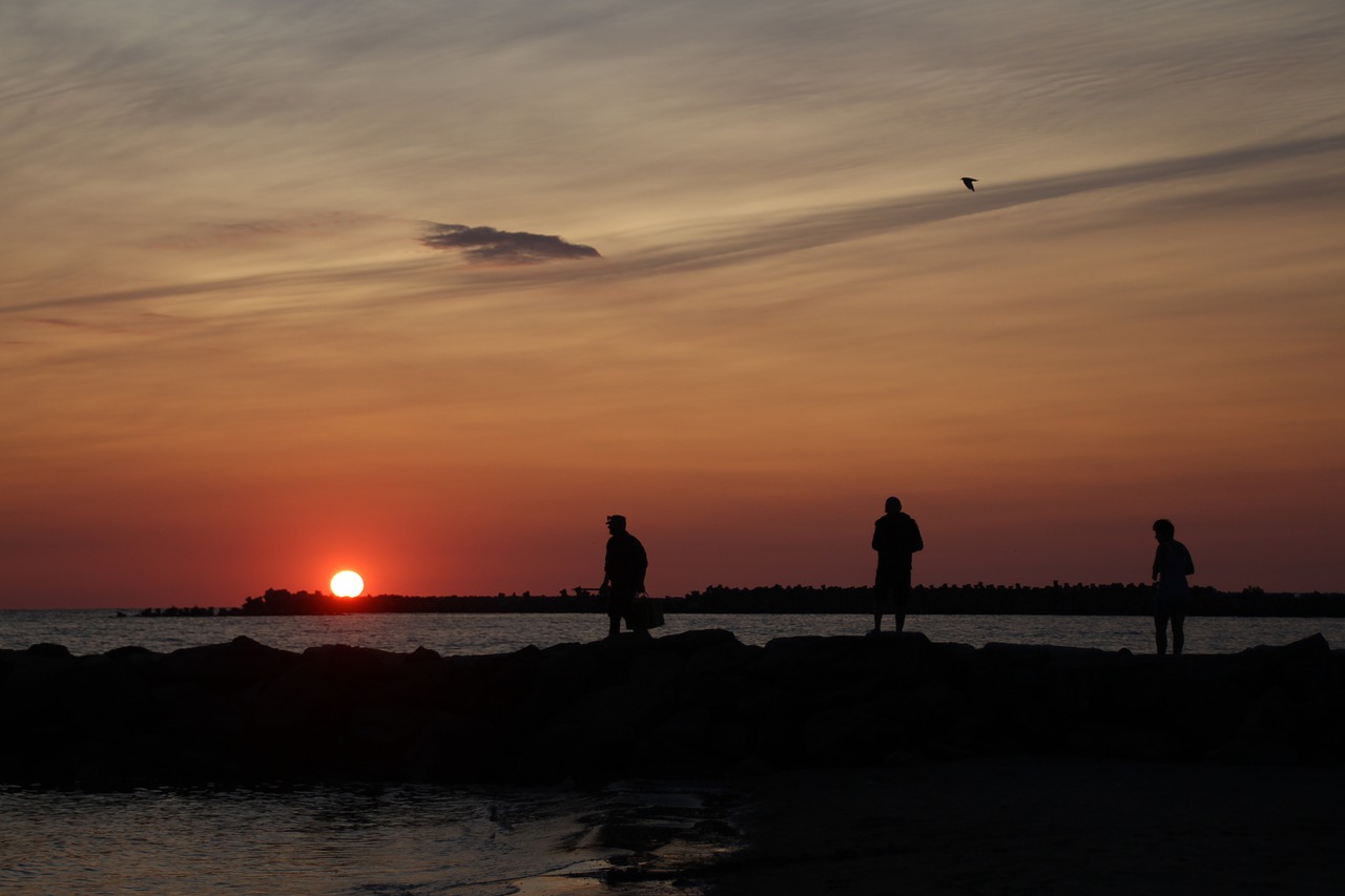 sunrise  people  silhouettes free photo