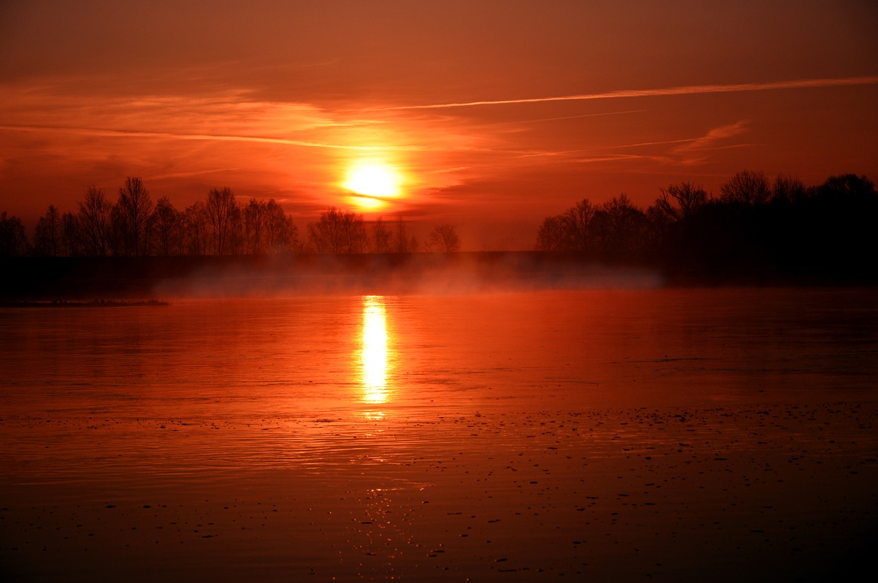 sunrise  river  river landscape free photo