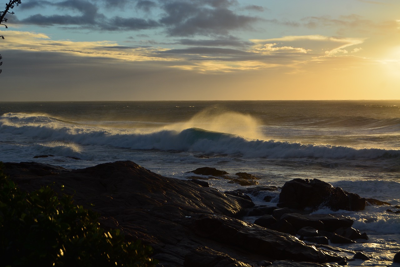 sunrise  ocean  waves free photo