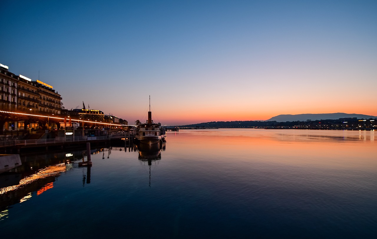 sunrise  lake  boat free photo