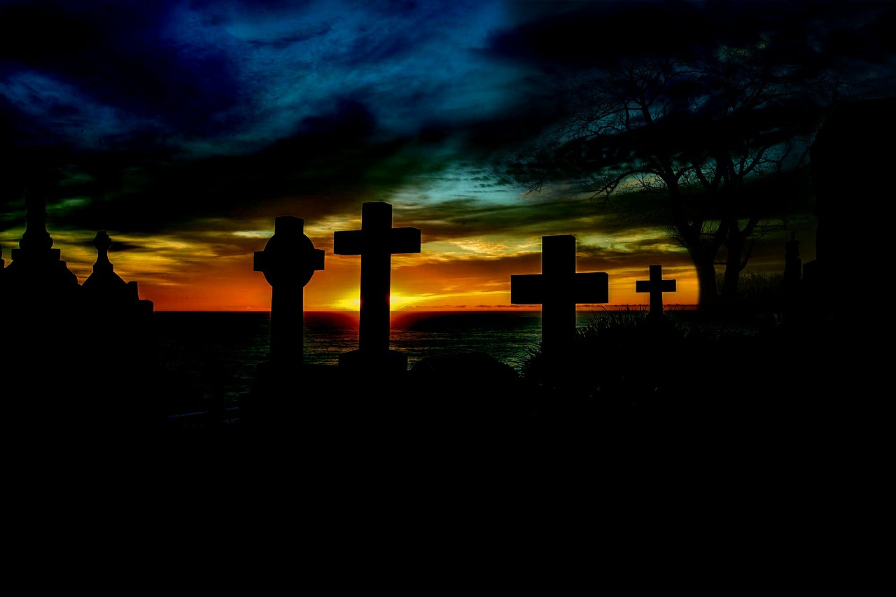 sunrise cemetery cross free photo