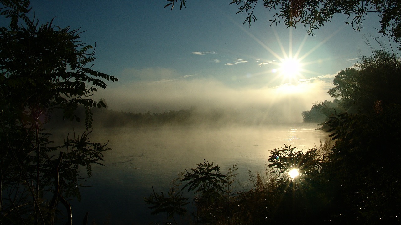 sunrise river nature free photo