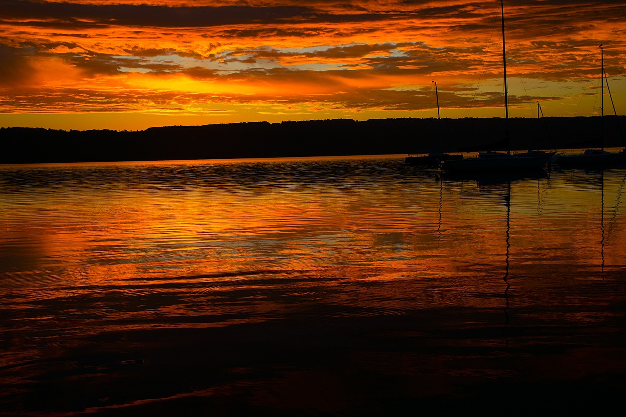 sunrise water ammersee free photo