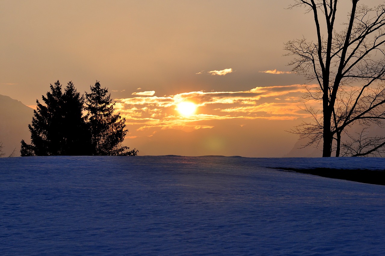 sunrise landscape snow free photo